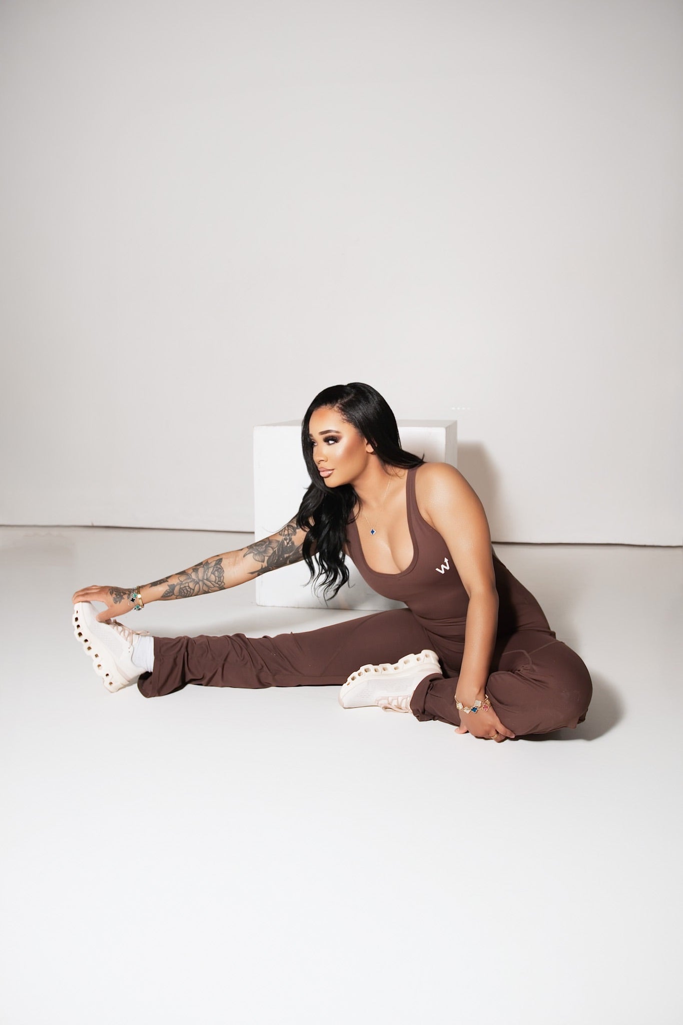 O-back flare legged jumpsuit